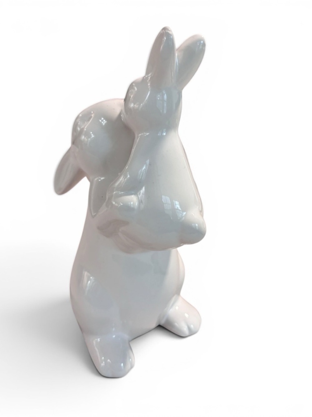 White Ceramic Bunny Figurine - kissing bunnies - Picture 3 of 11